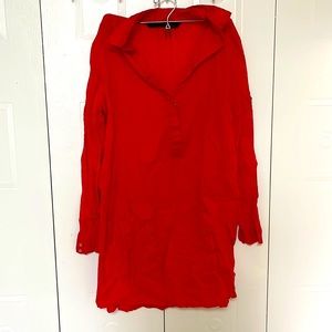 Red Orange Zara Long Shirt Dress
